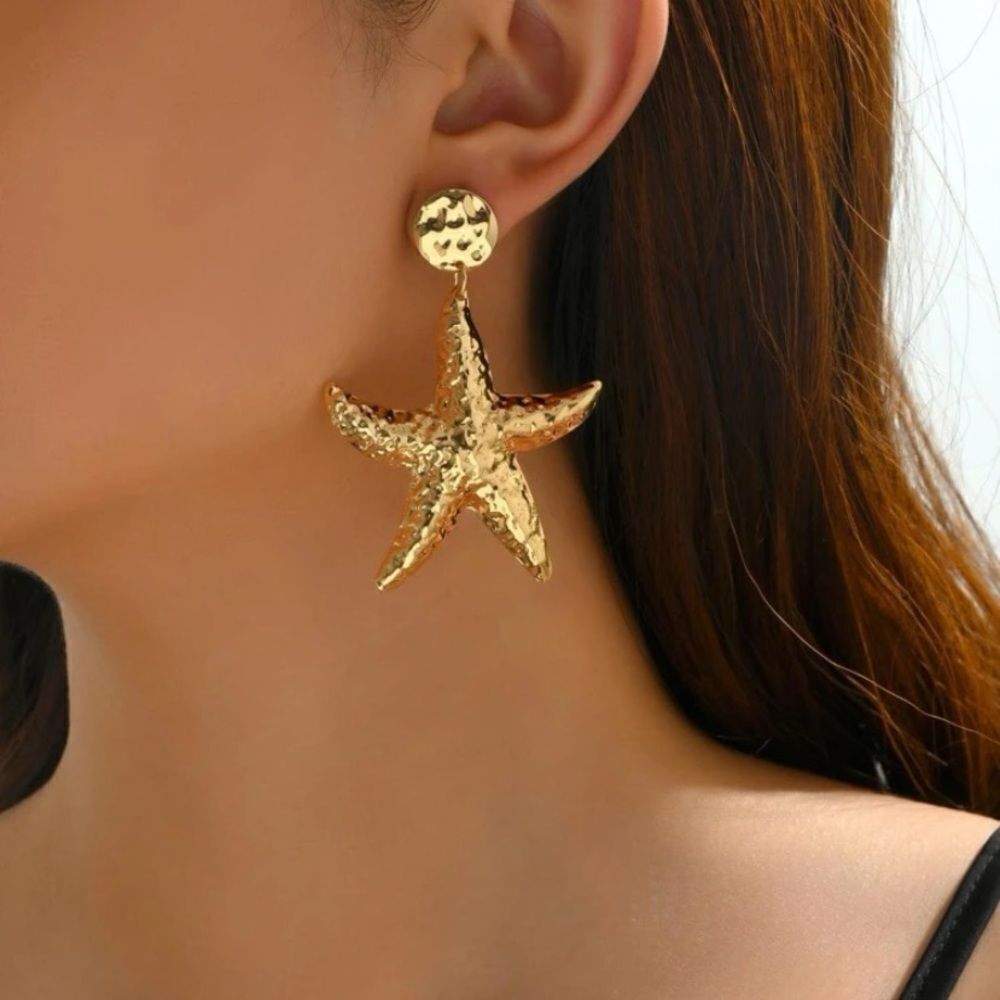 3for$20 NEW 1pair Boho Textured Starfish Drop Earrings For Women For Gift